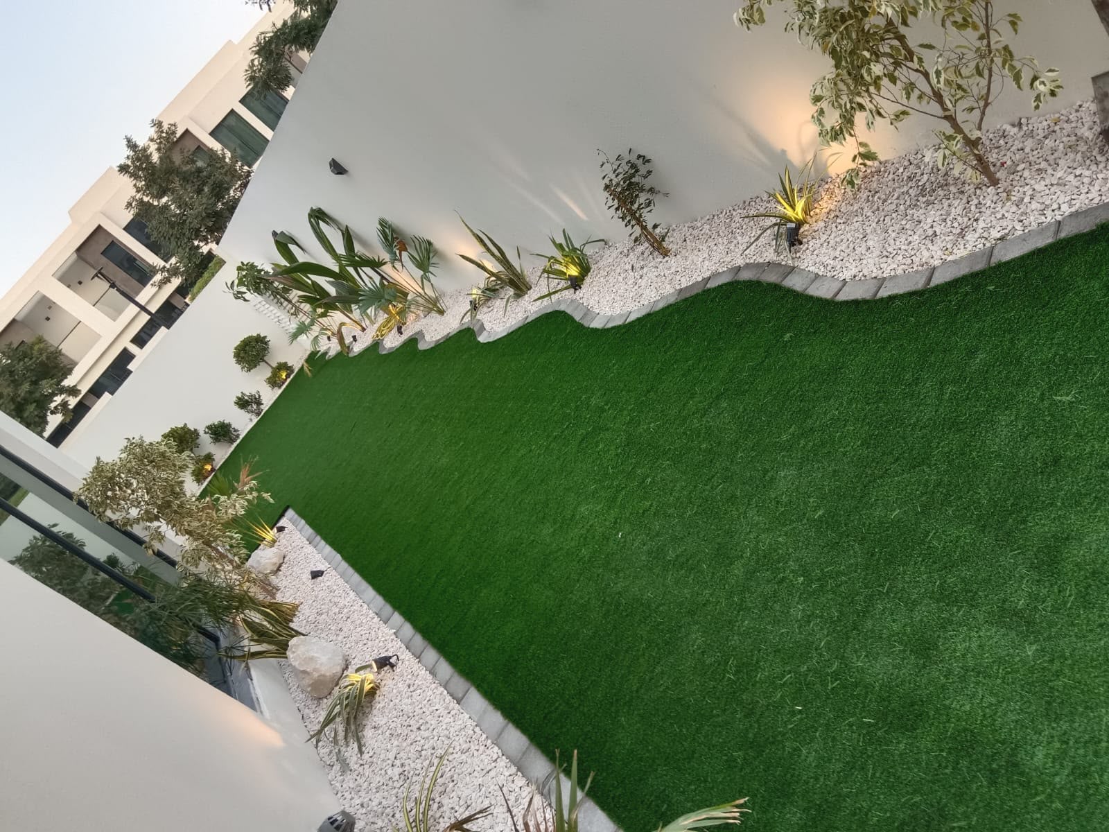 Landscaping Services DAMAC Hills 2 Dubai 1 Landscaping DAMAC Hills 2 artificial grass garden with stepping stones by Apex Landscape Works